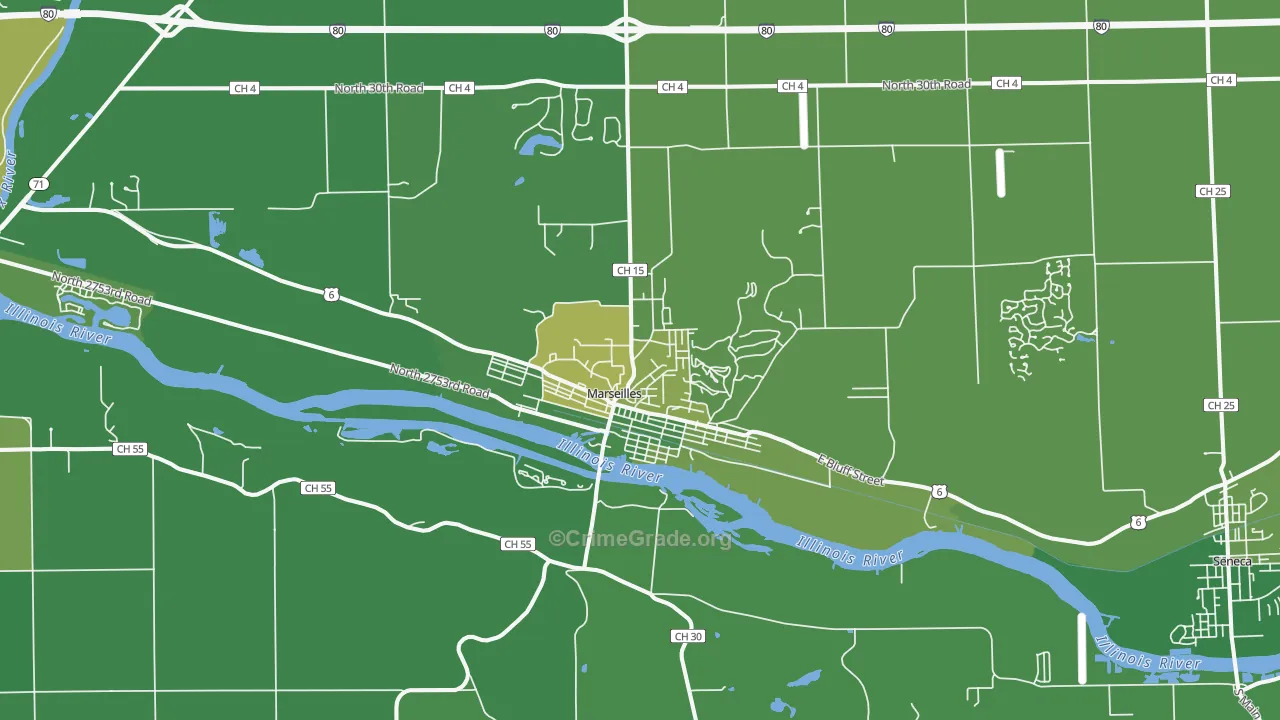 61341, IL Map of Drug-Related Crime Rates