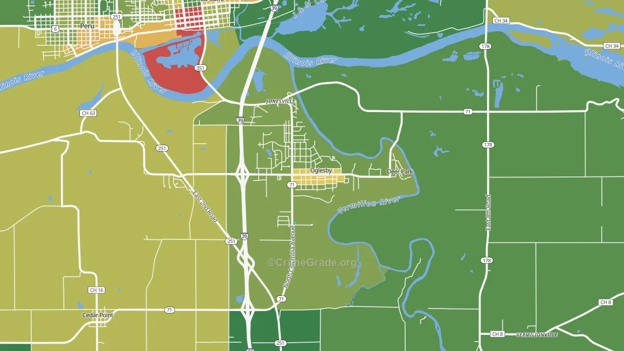 61348, IL Map of Drug-Related Crime Rates
