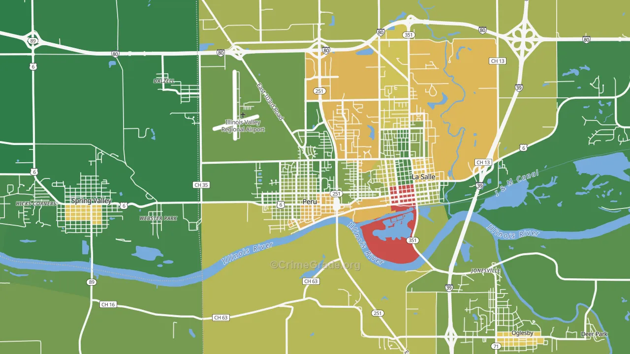 61354, IL Map of Drug-Related Crime Rates