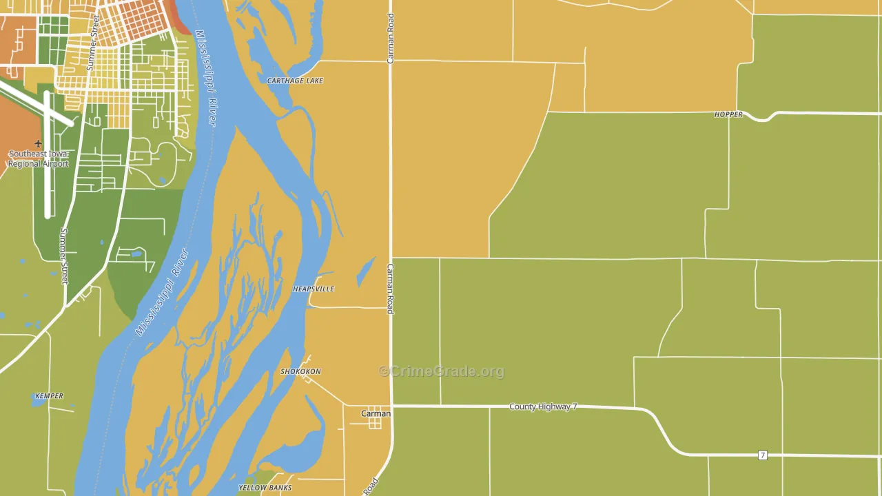 61425, IL Map of Drug-Related Crime Rates