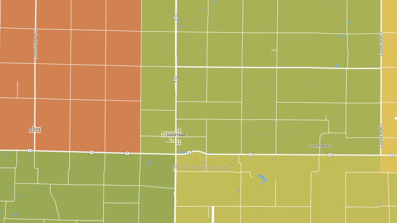 61438, IL Map of Drug-Related Crime Rates