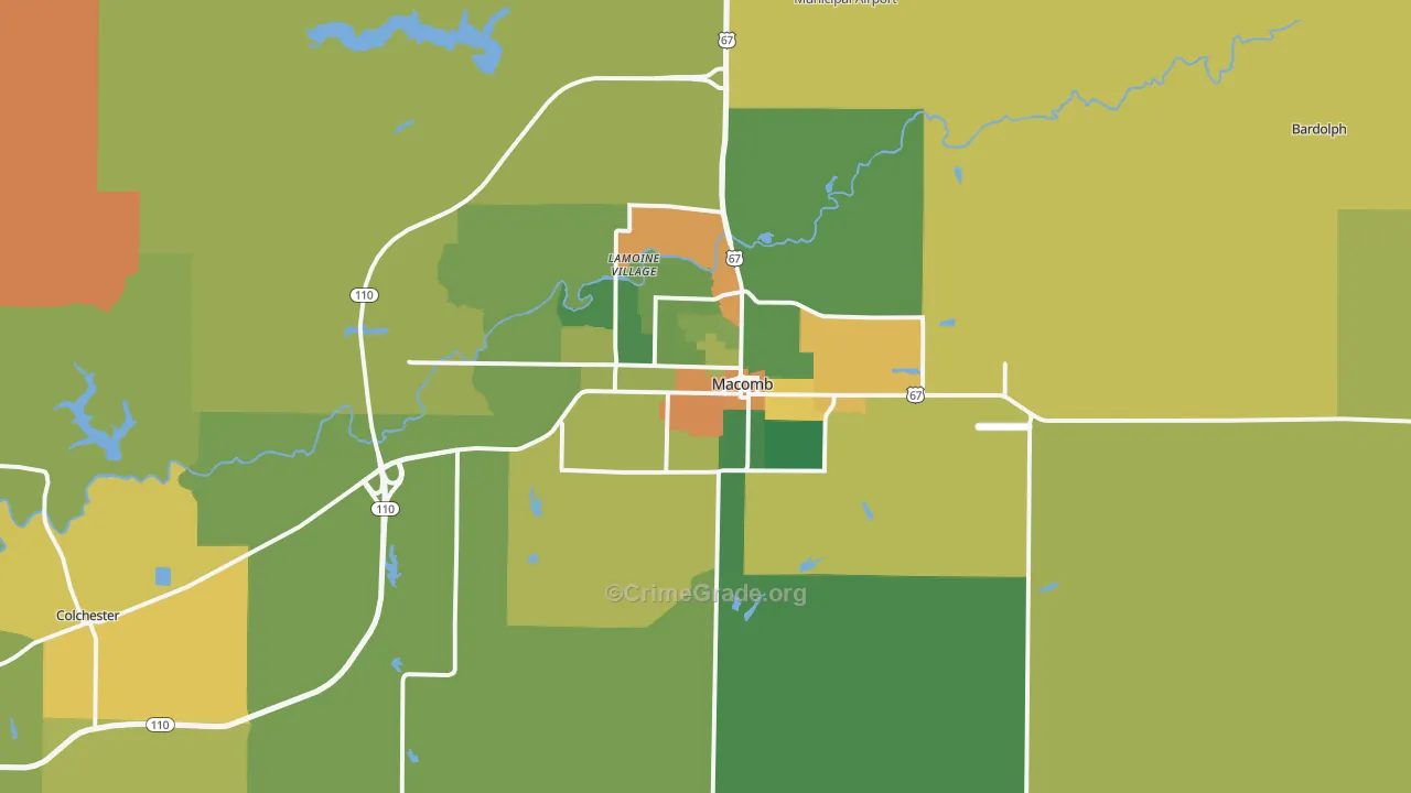 61455, IL Map of Drug-Related Crime Rates