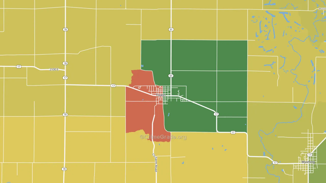 61483, IL Map of Drug-Related Crime Rates
