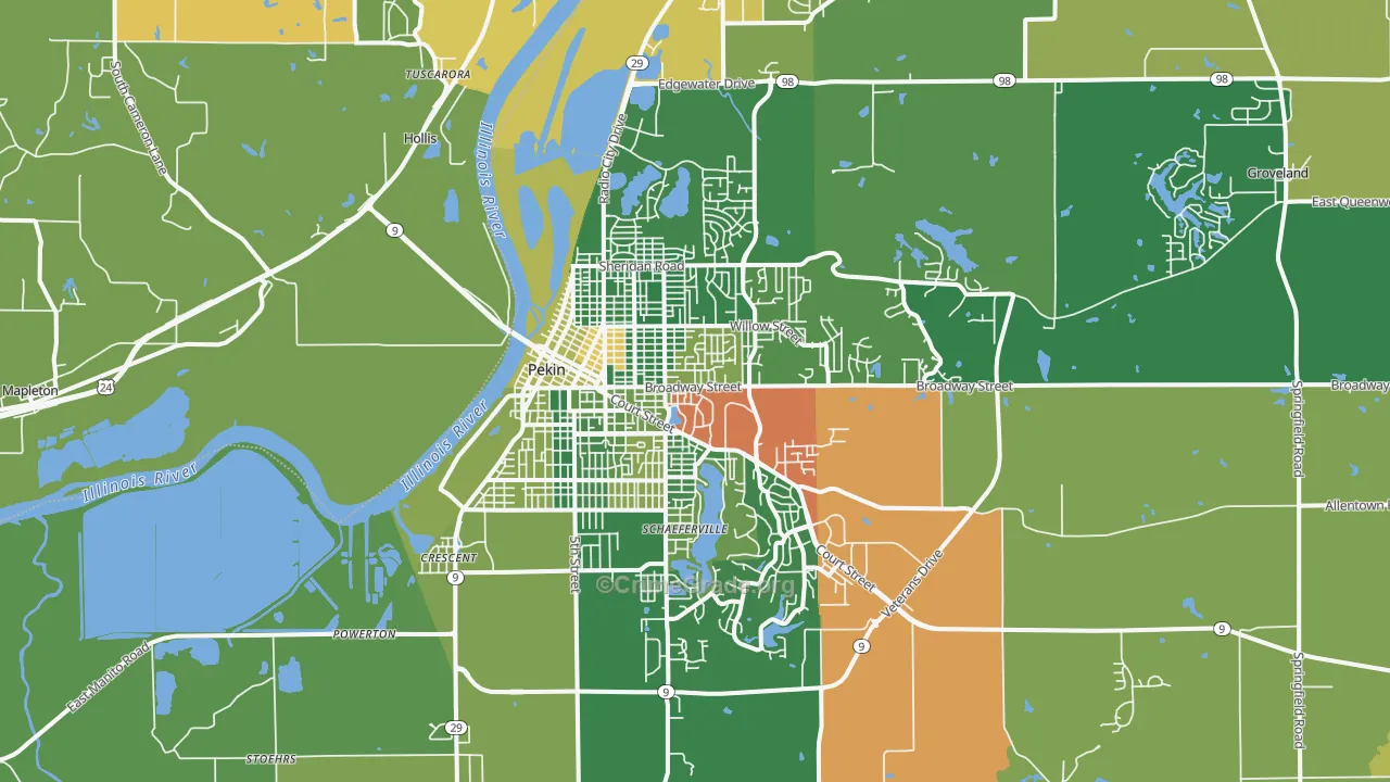61554, IL Map of Drug-Related Crime Rates