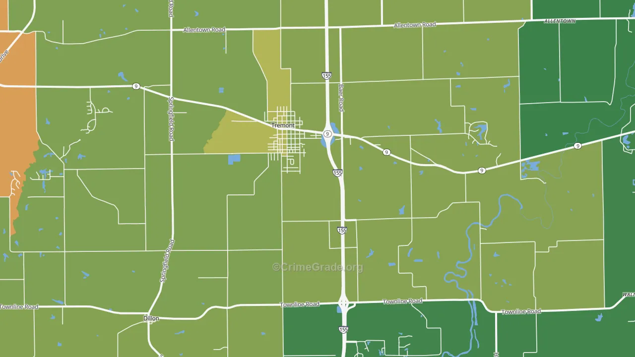 61568, IL Map of Drug-Related Crime Rates
