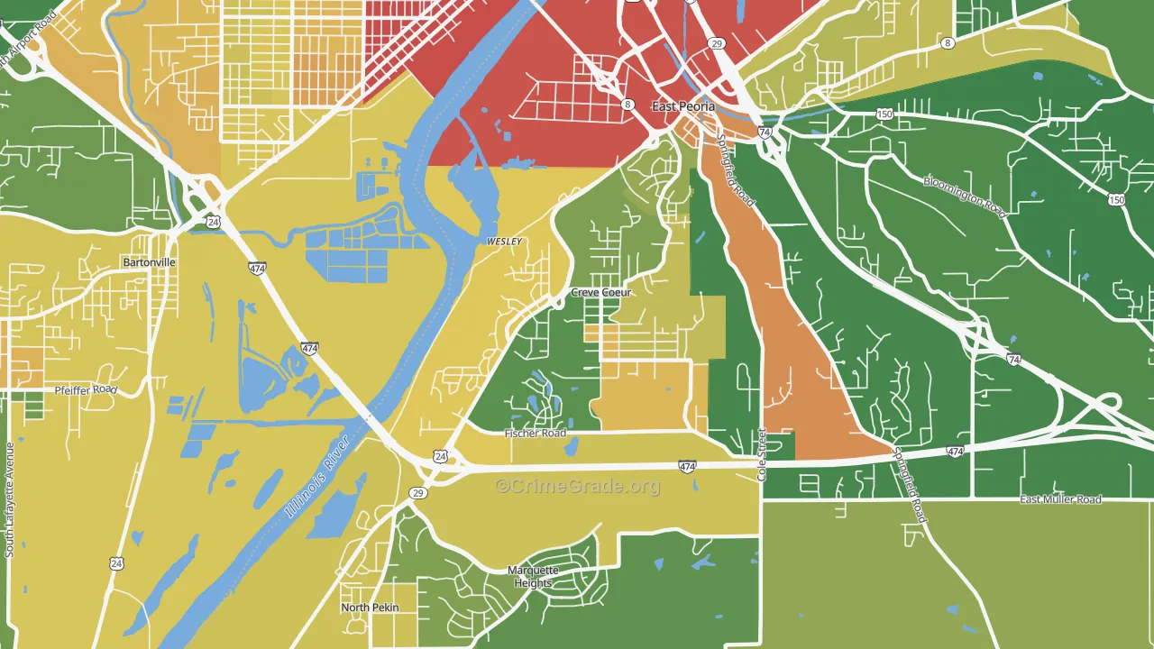 61610, IL Map of Drug-Related Crime Rates
