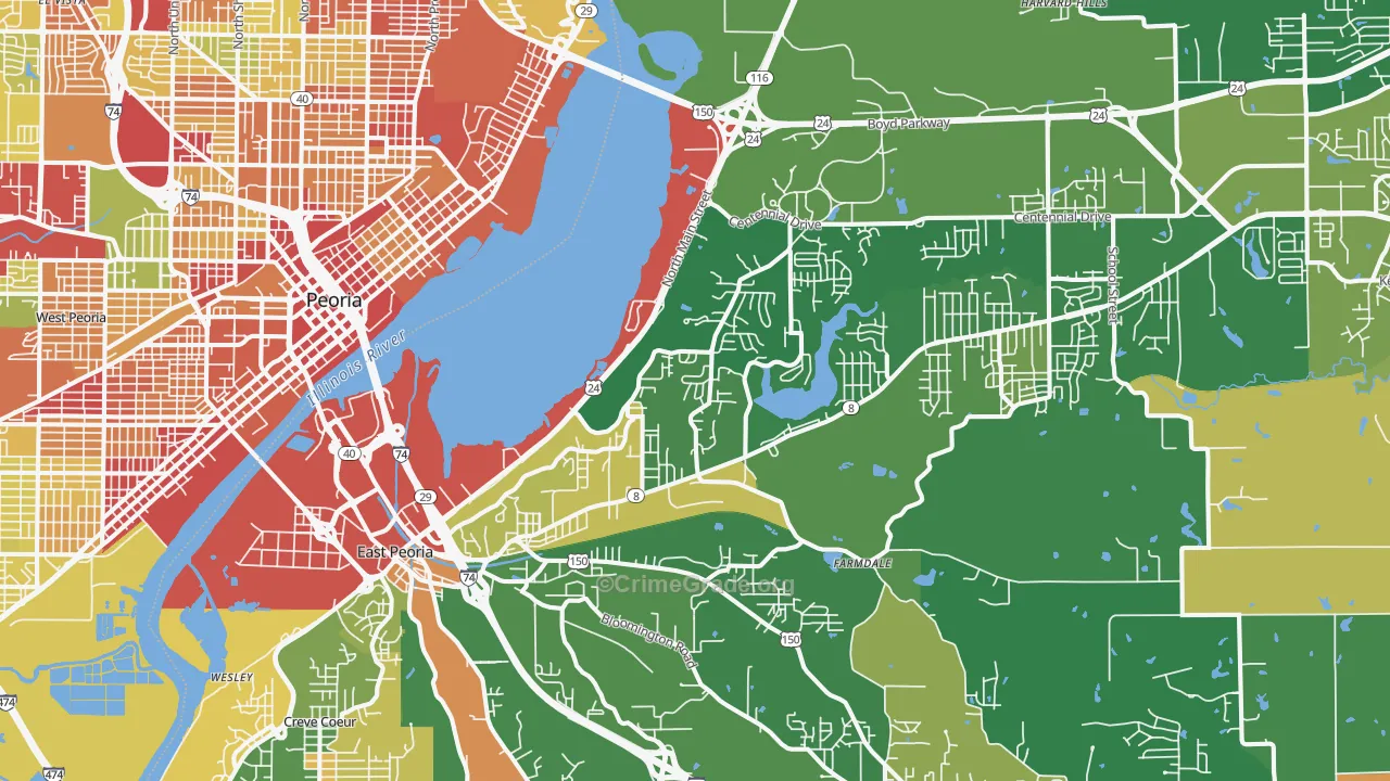 61611, IL Map of Drug-Related Crime Rates