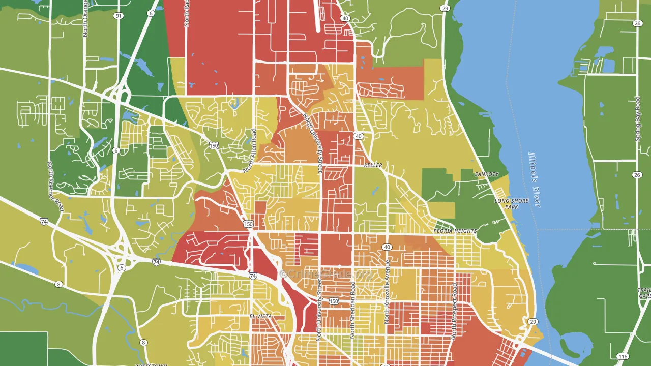 61614, IL Map of Drug-Related Crime Rates