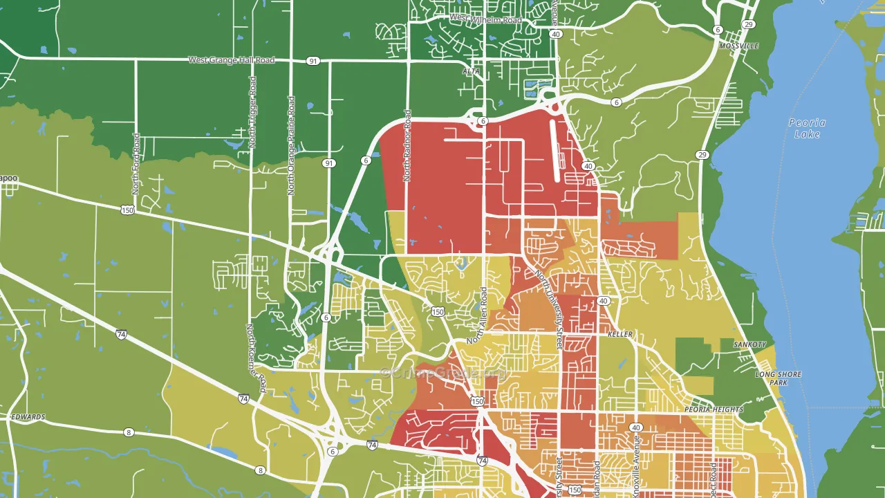 61615, IL Map of Drug-Related Crime Rates