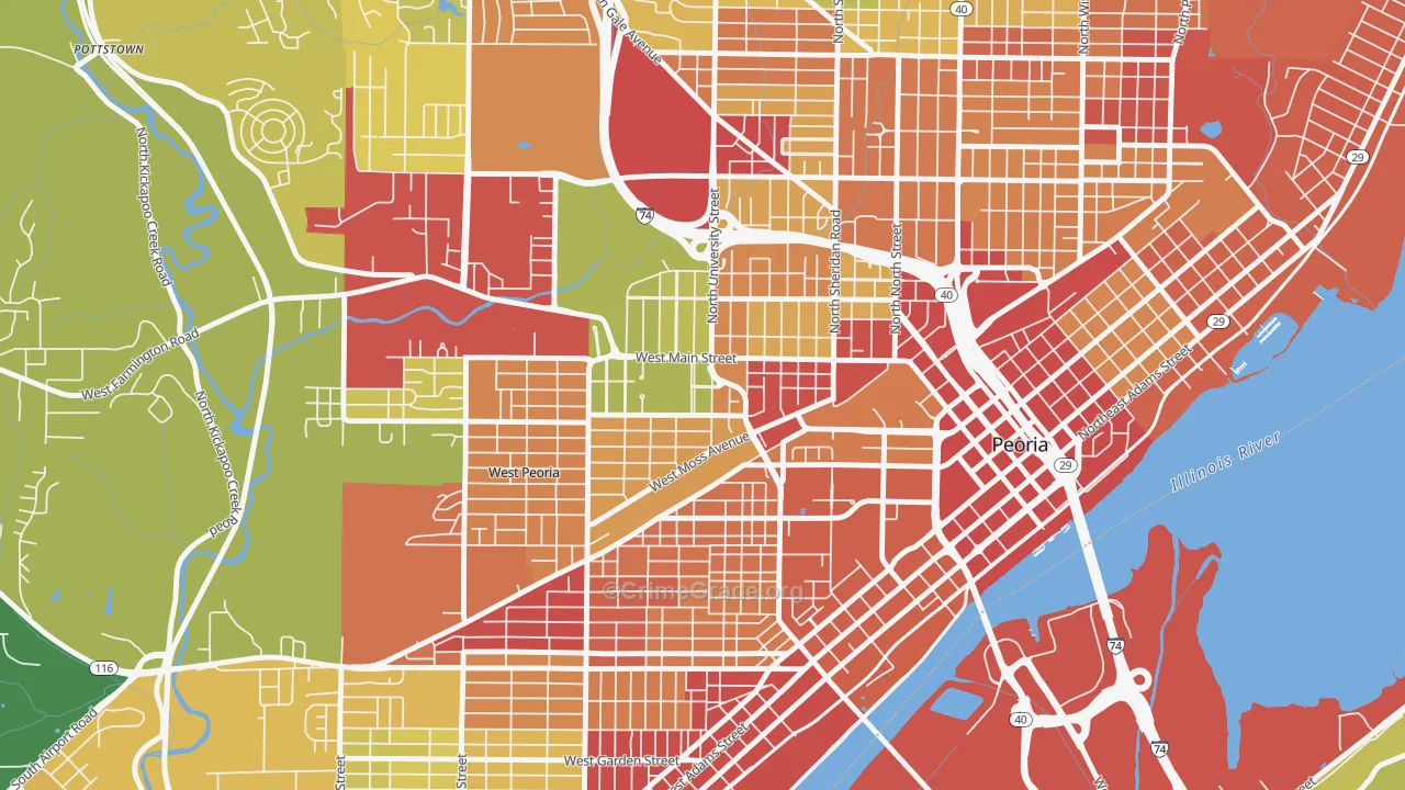 61625, IL Map of Drug-Related Crime Rates