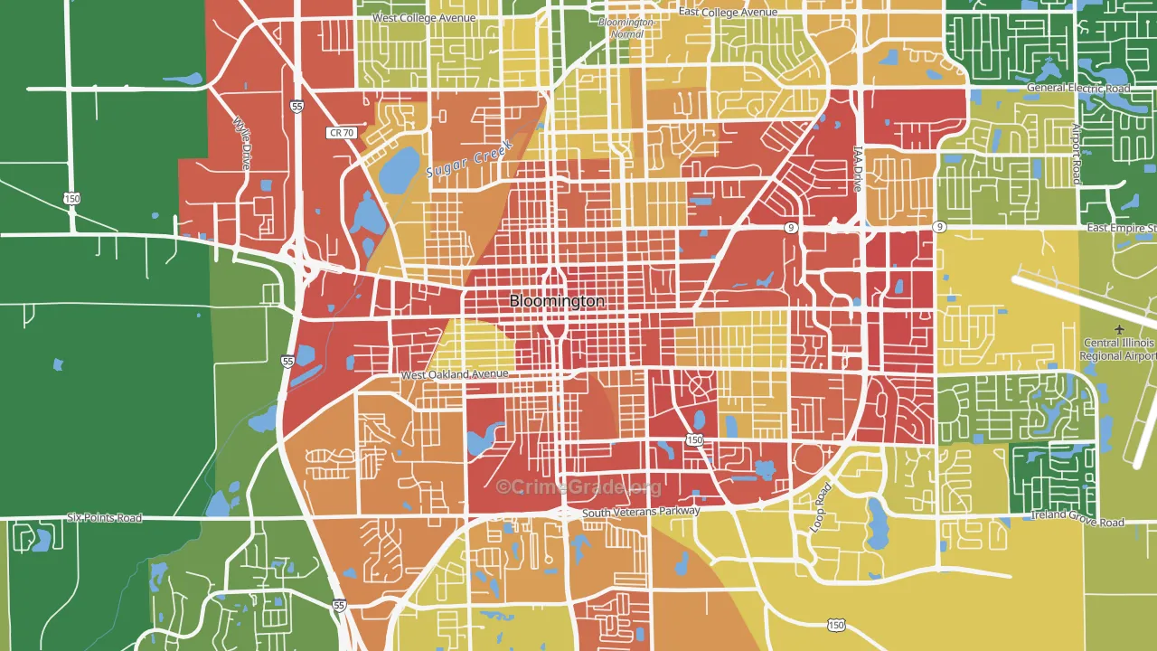 61701, IL Map of Drug-Related Crime Rates