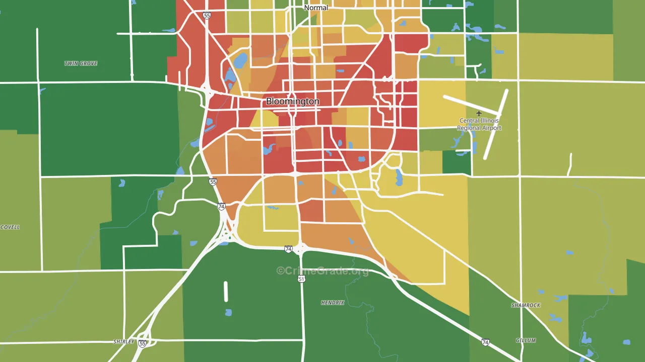 61705, IL Map of Drug-Related Crime Rates