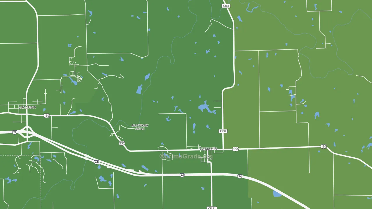 61729, IL Map of Drug-Related Crime Rates