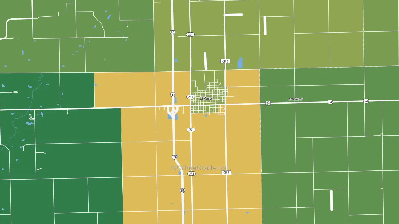 61738, IL Map of Drug-Related Crime Rates