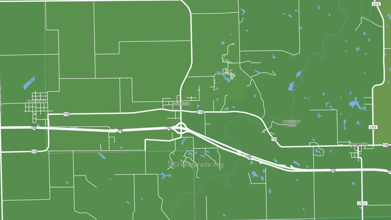 61742, IL Map of Drug-Related Crime Rates