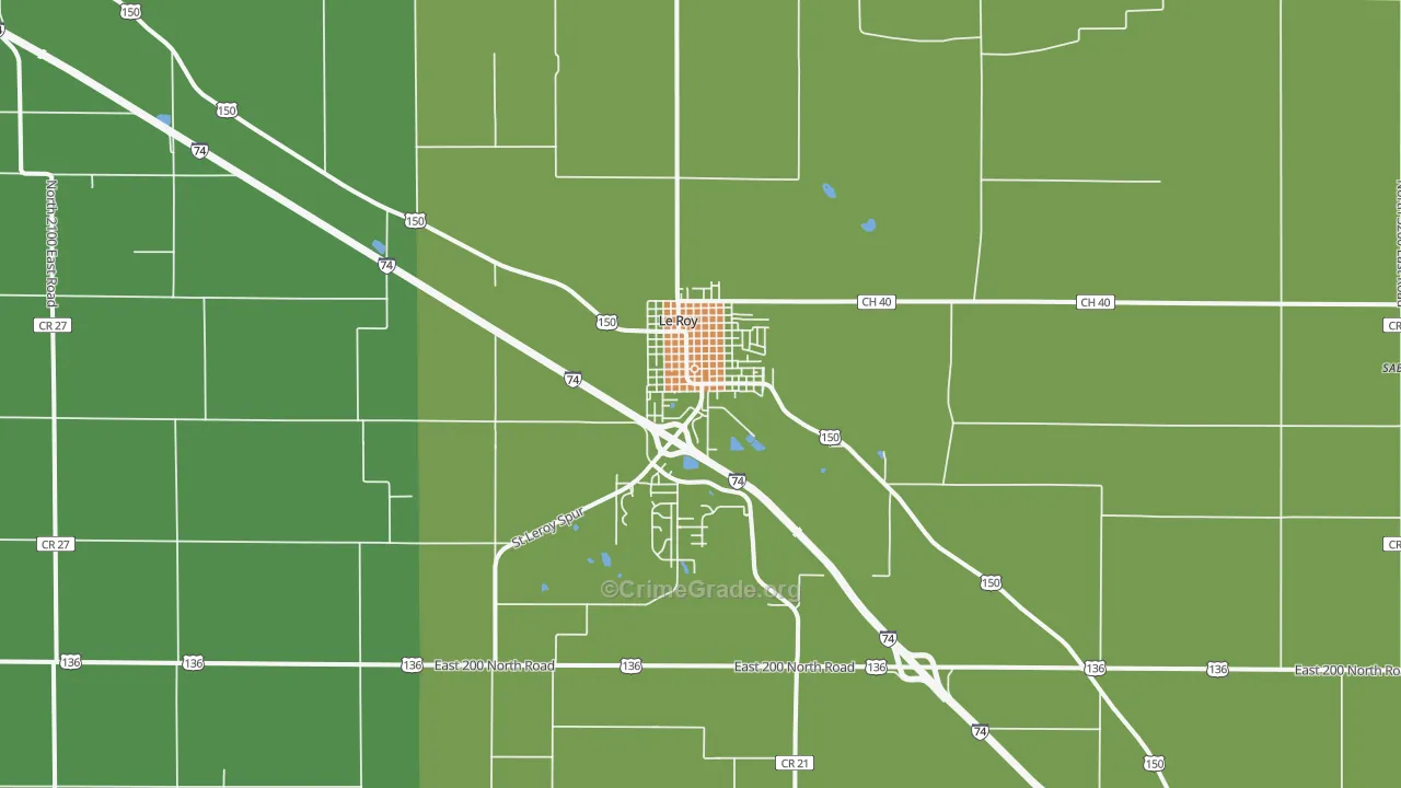 61752, IL Map of Drug-Related Crime Rates