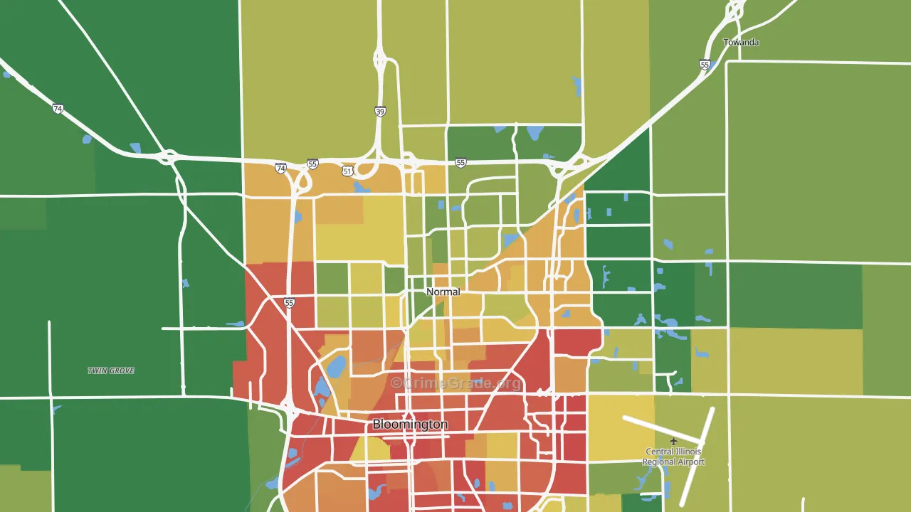 61761, IL Map of Drug-Related Crime Rates