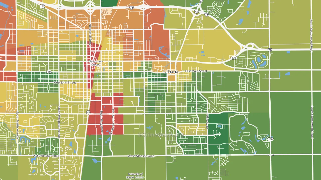 61801, IL Map of Drug-Related Crime Rates