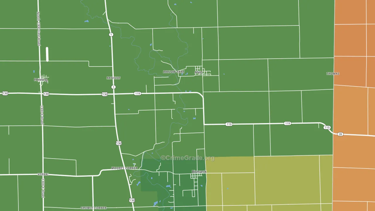 61811, IL Map of Drug-Related Crime Rates