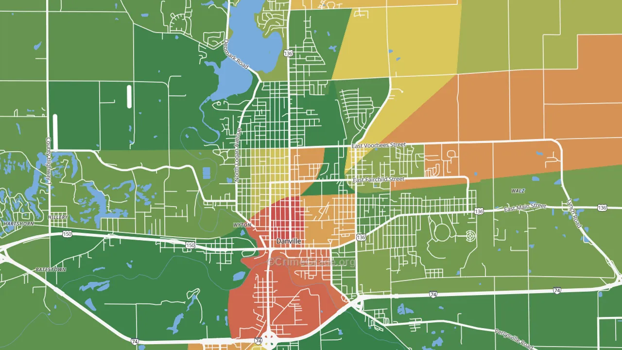 61832, IL Map of Drug-Related Crime Rates