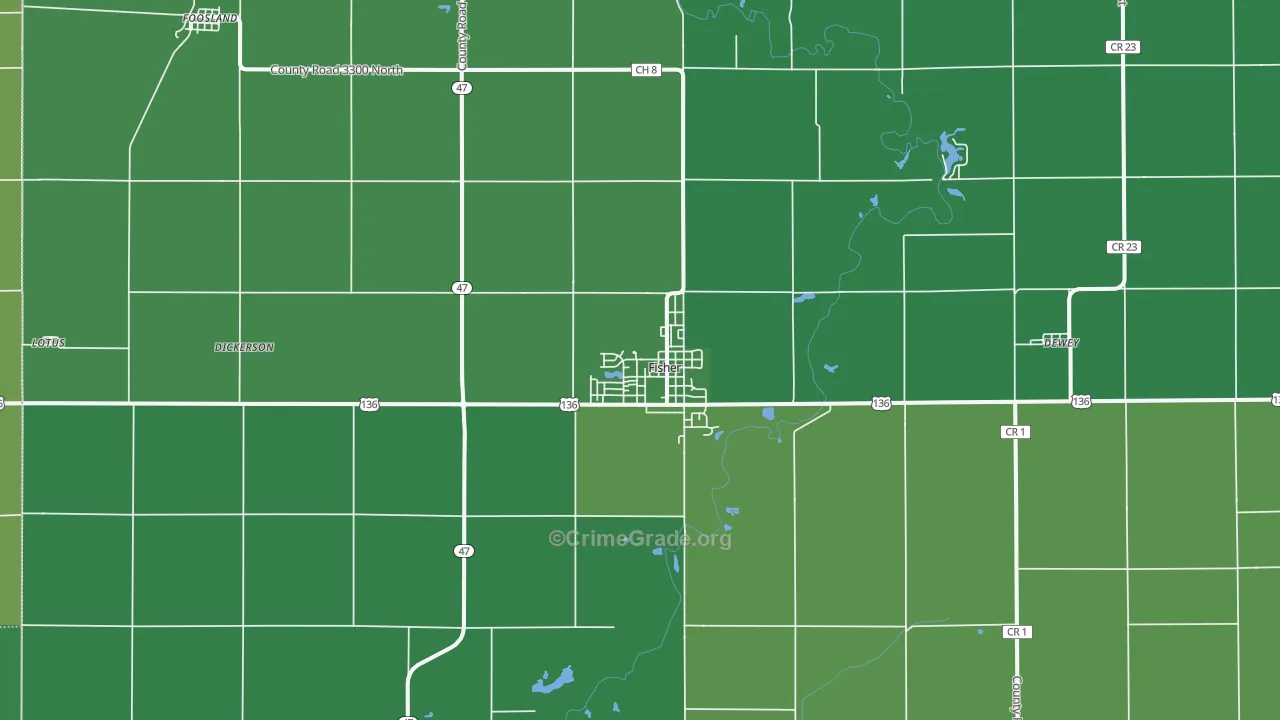 61843, IL Map of Drug-Related Crime Rates