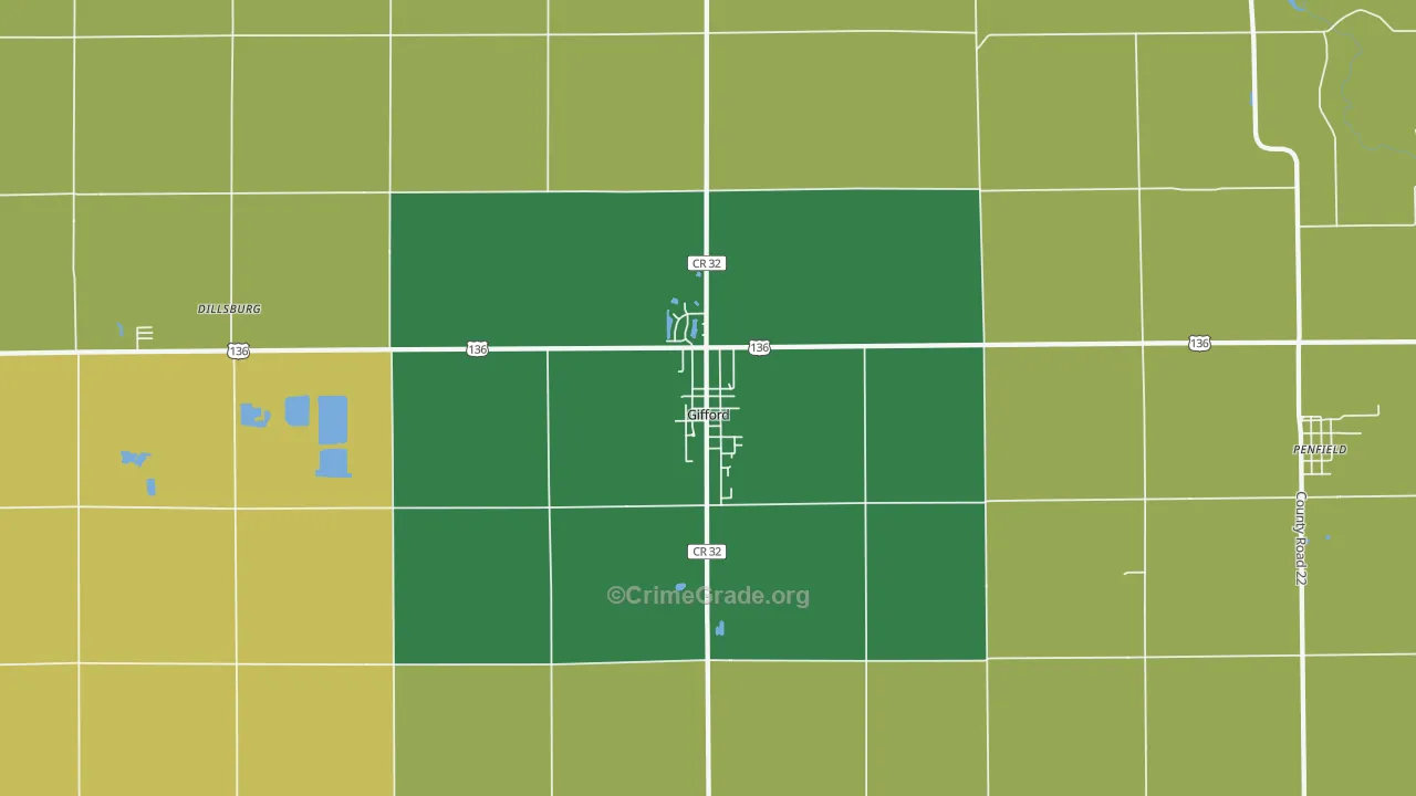 61847, IL Map of Drug-Related Crime Rates
