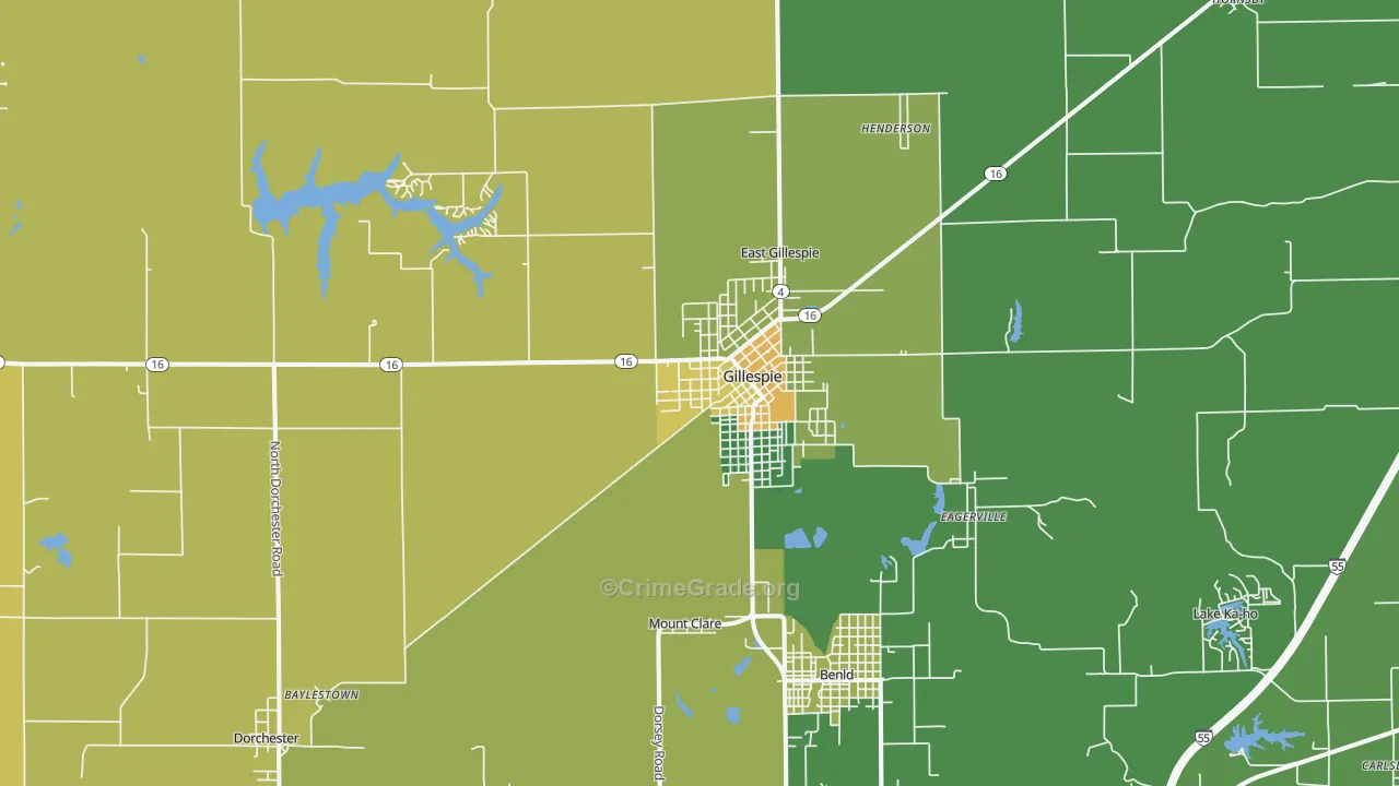 62033, IL Map of Drug-Related Crime Rates