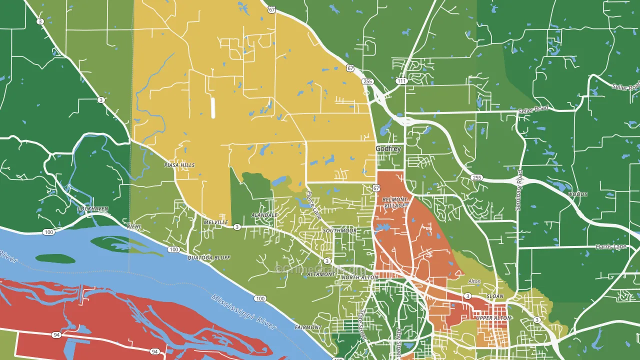 62035, IL Map of Drug-Related Crime Rates