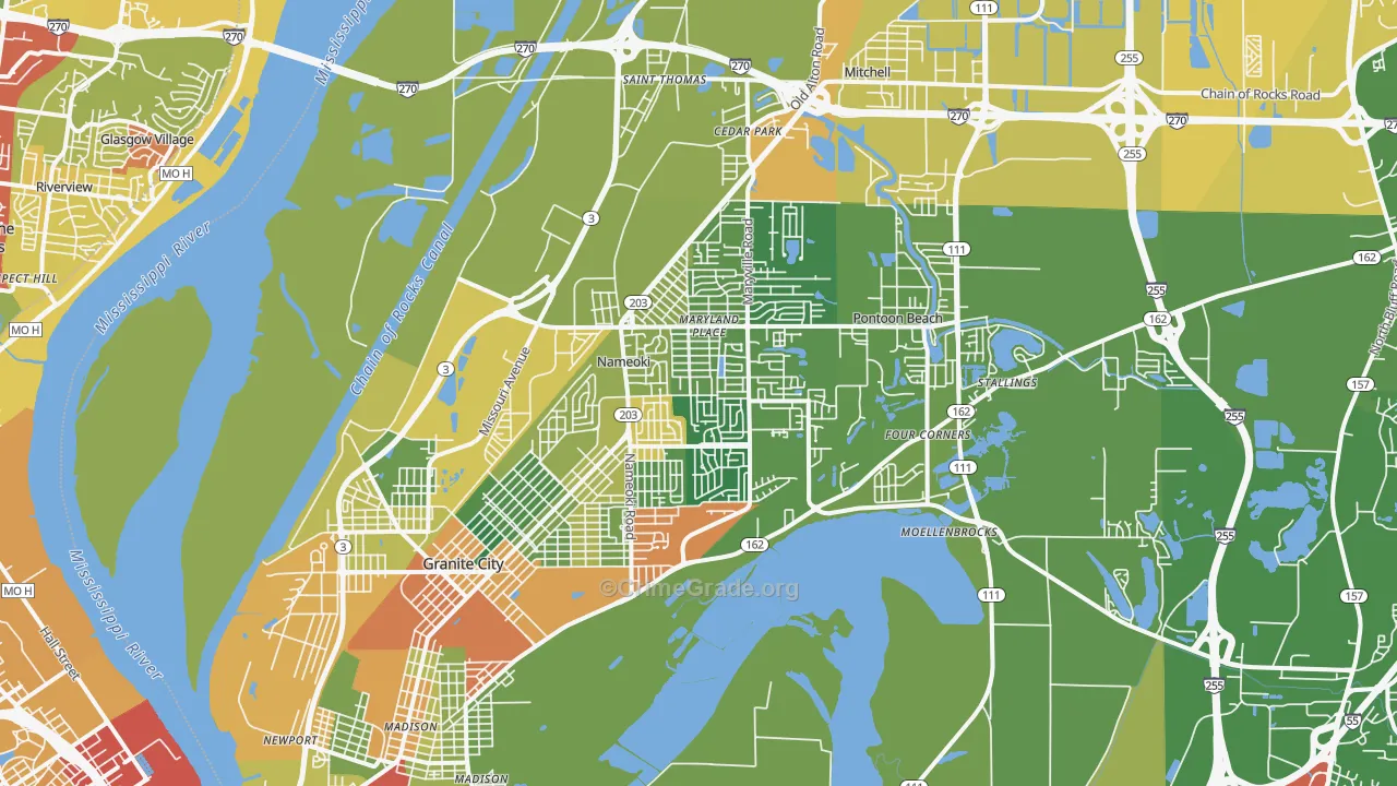 62040, IL Map of Drug-Related Crime Rates