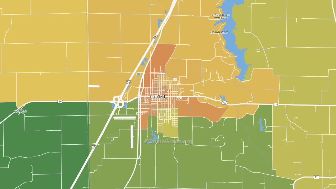 62056, IL Map of Drug-Related Crime Rates