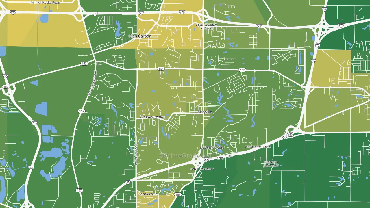 62062, IL Map of Drug-Related Crime Rates