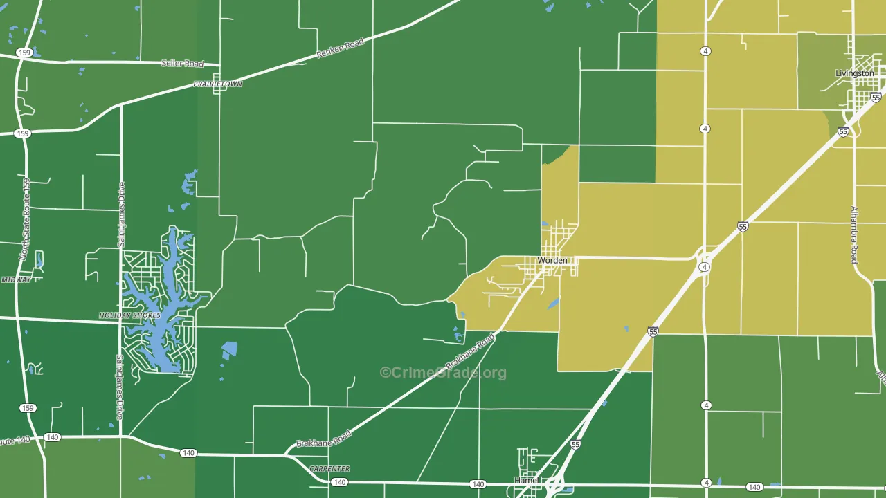 62097, IL Map of Drug-Related Crime Rates