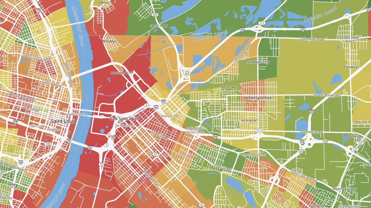 62201, IL Map of Drug-Related Crime Rates