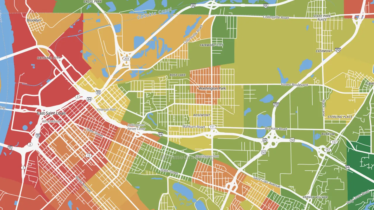 62204, IL Map of Drug-Related Crime Rates