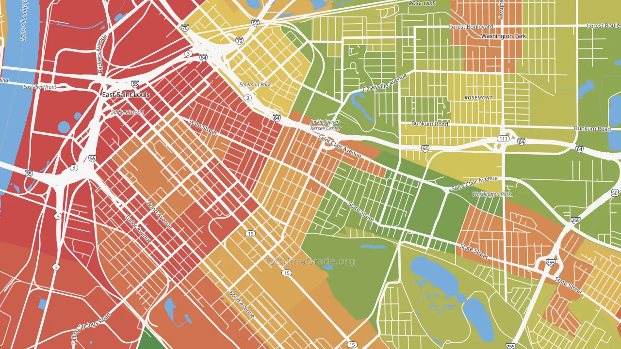 62205, IL Map of Drug-Related Crime Rates