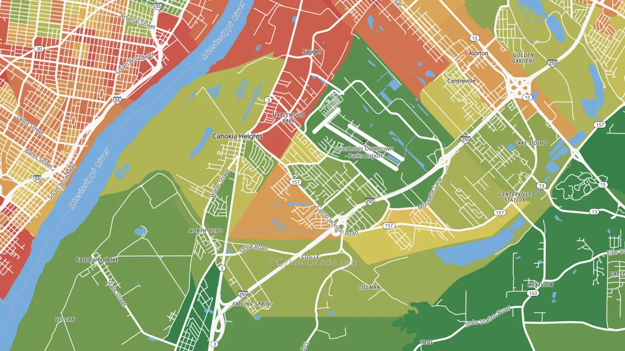 62206, IL Map of Drug-Related Crime Rates