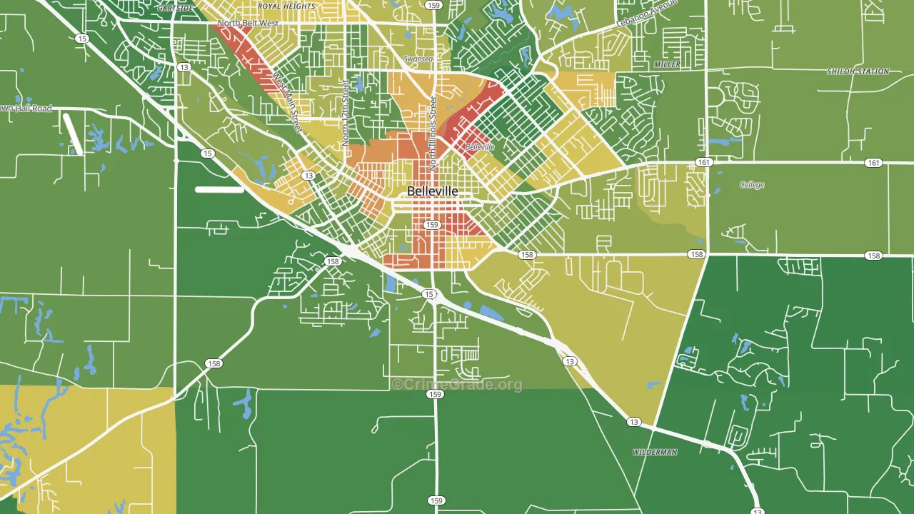 62220, IL Map of Drug-Related Crime Rates