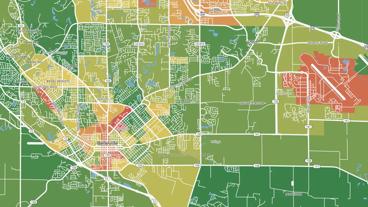 62221, IL Map of Drug-Related Crime Rates