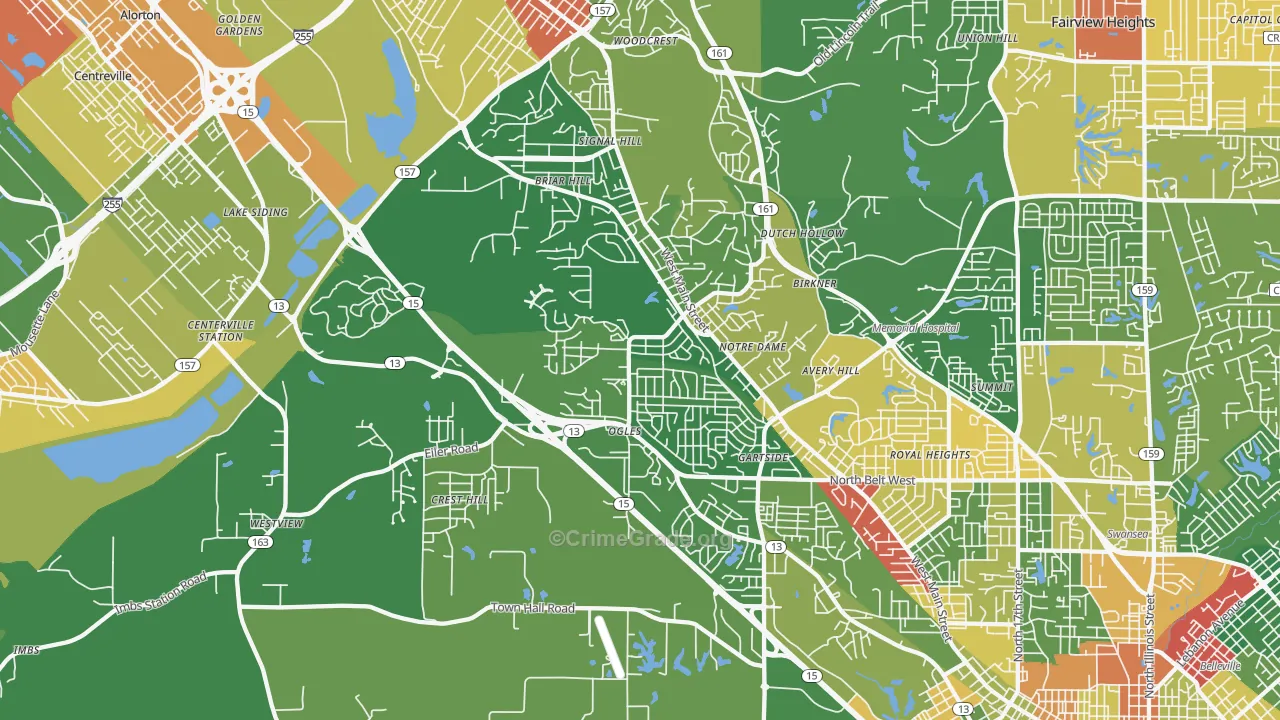 62223, IL Map of Drug-Related Crime Rates