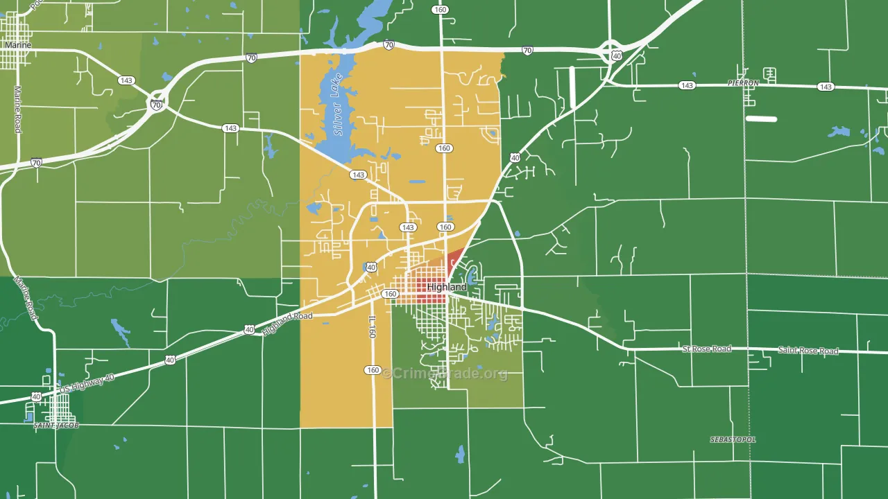 62249, IL Map of Drug-Related Crime Rates