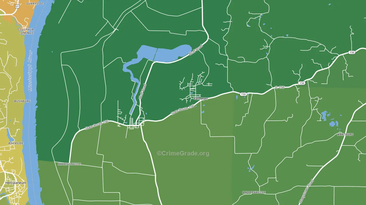 62295, IL Map of Drug-Related Crime Rates