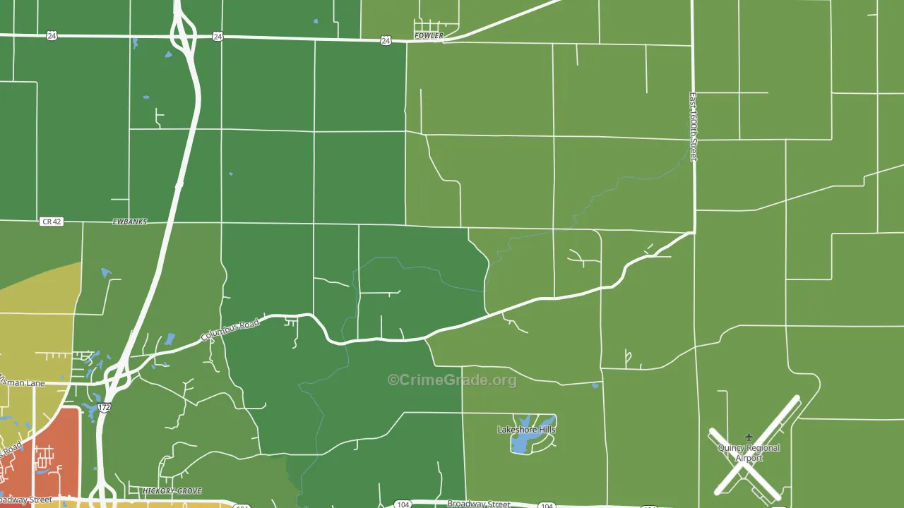 62338, IL Map of Drug-Related Crime Rates