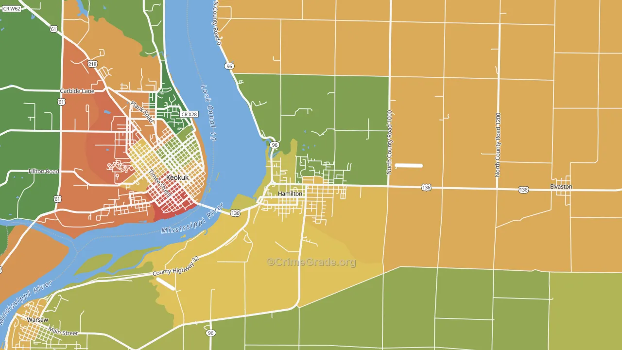 62341, IL Map of Drug-Related Crime Rates