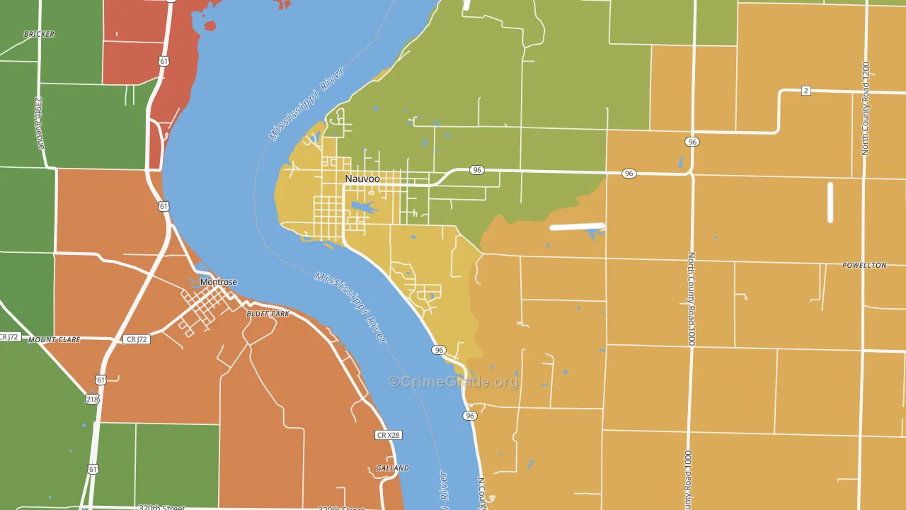 62354, IL Map of Drug-Related Crime Rates