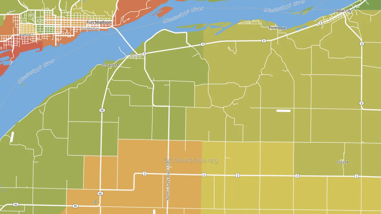 62358, IL Map of Drug-Related Crime Rates