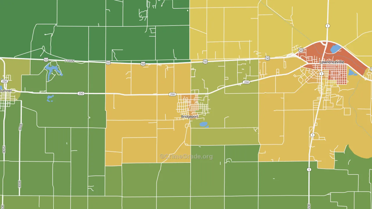 62417, IL Map of Drug-Related Crime Rates