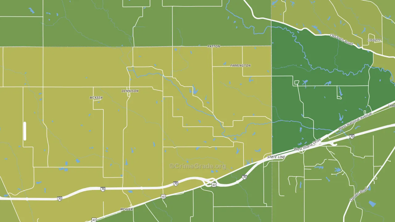 62423, IL Map of Drug-Related Crime Rates