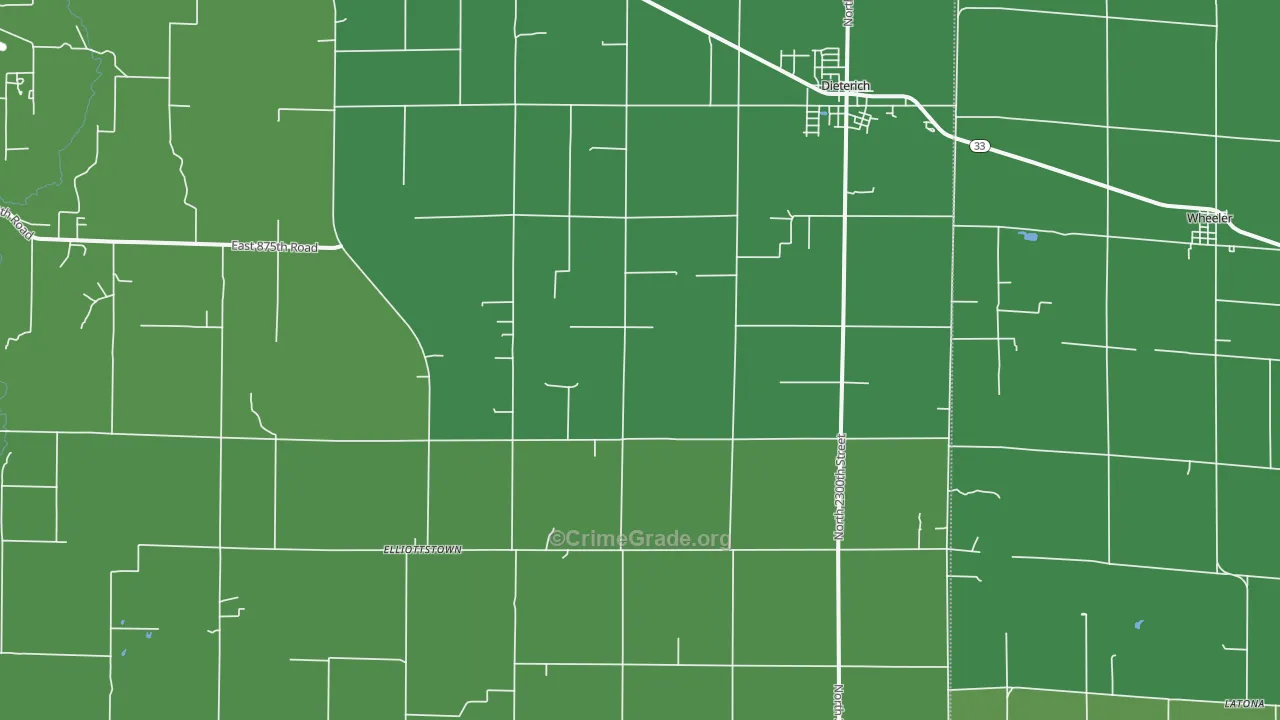62424, IL Map of Drug-Related Crime Rates