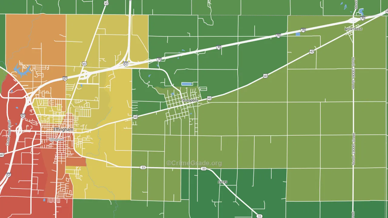 62467, IL Map of Drug-Related Crime Rates