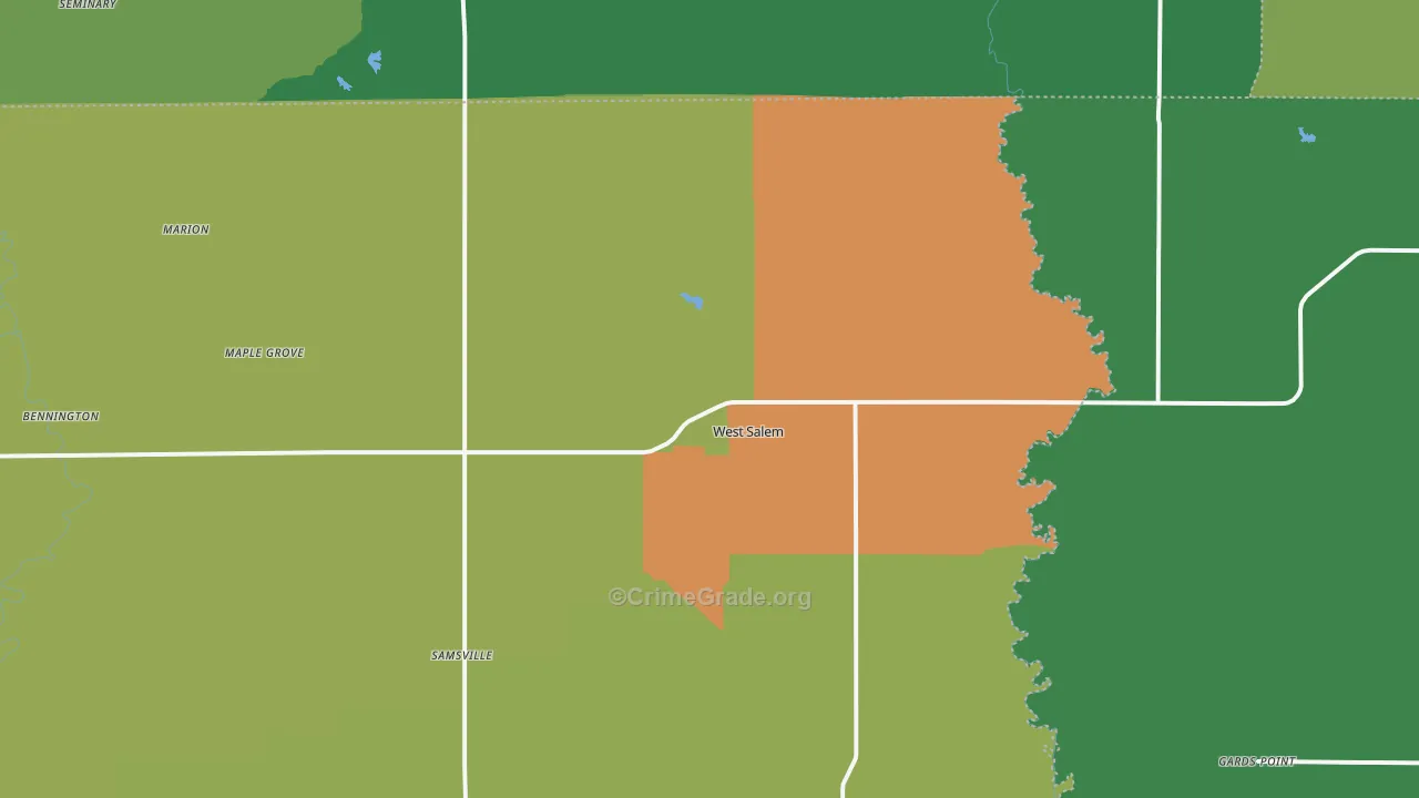 62476, IL Map of Drug-Related Crime Rates
